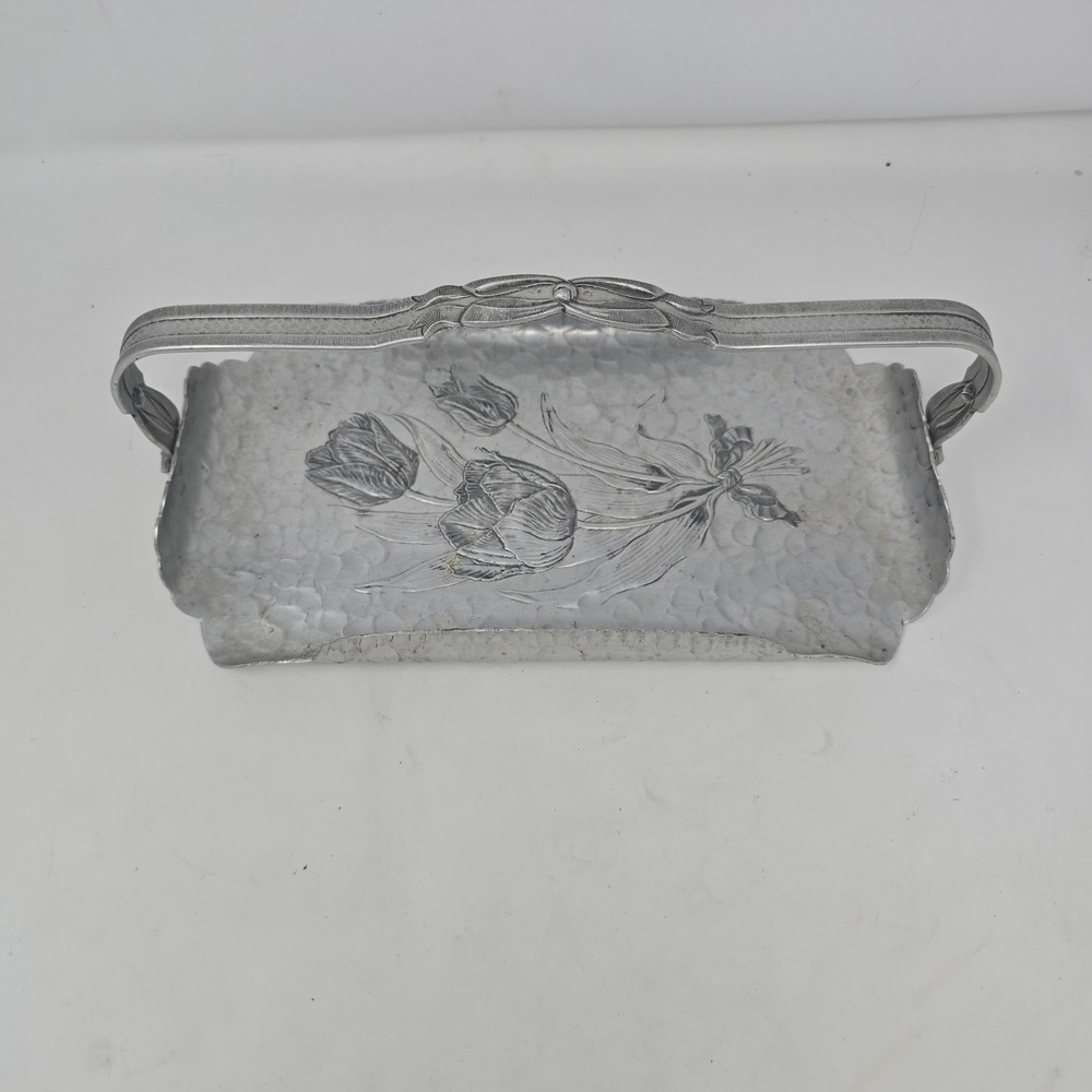 VTG Rodney Kent Hors D'oeuvres Tulip Tray Hand Wrought Hammered Aluminum 420